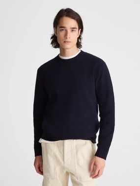 Madewell Crewneck Sweater in‎ Heritage Merino Wool in Navy Size L $128 NW445